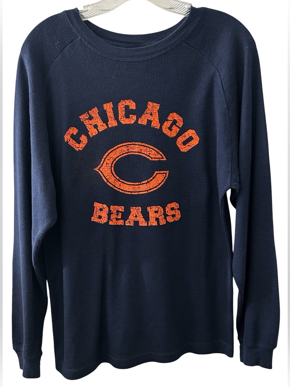 Chicago Bears Blue NFL Reebok Youth Long Sleeve Waffle Knit Shirt Sz Lg 14/16